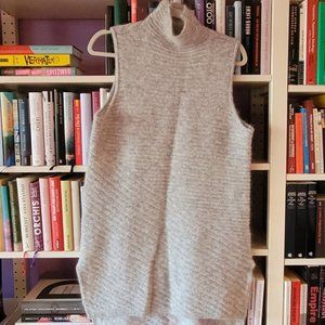 Asymmetrical sleeveless wool/mohair sweater (cream and gray)